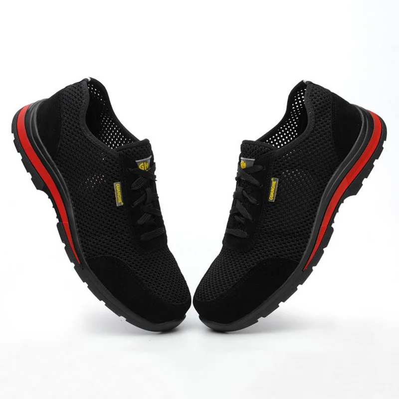 Мужская дышащая обувь со стальным носком безопасные рабочие ботинки