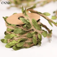 5m diy artificial leaves twine wax string with leaf silk leaves flowers garlands hemp rope wedding party decoration
