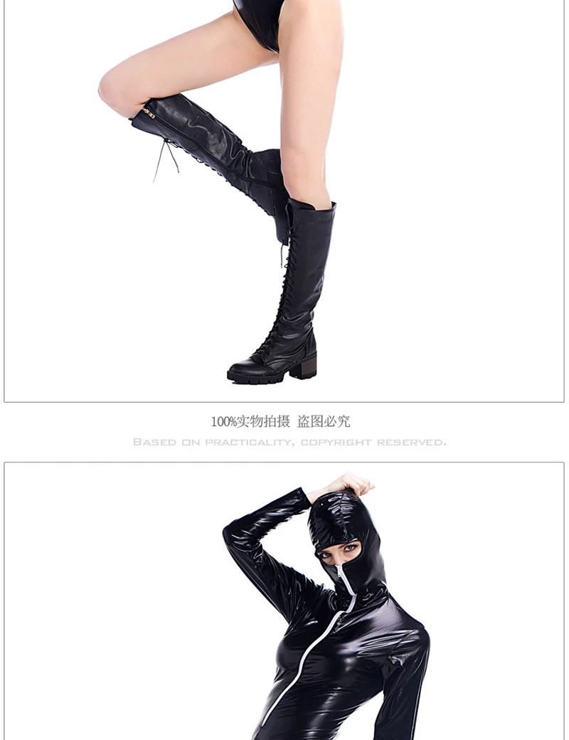 Женское боди с длинным рукавом из искусственной кожи на молнии|cosplay sexy costumes|bodysuit