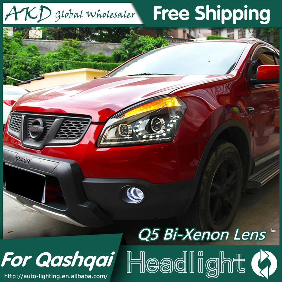 АКД Стайлинга Автомобилей для Nissan Qashqai Фары В Европе Дизайн СВЕТОДИОДНЫЕ фар
