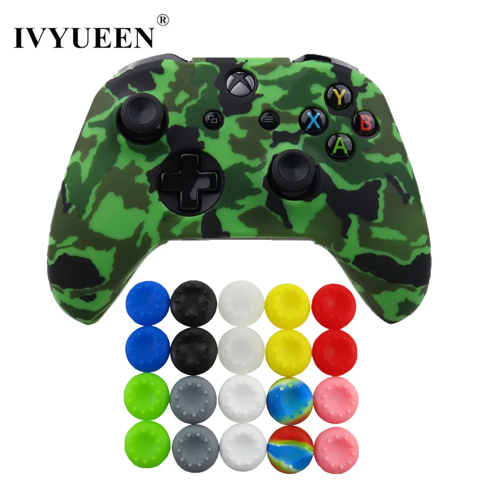 Силиконовый защитный чехол IVYUEEN для XBox One X S, защитный камуфляжный чехол с 20 захватами - Цвет: Green Camo