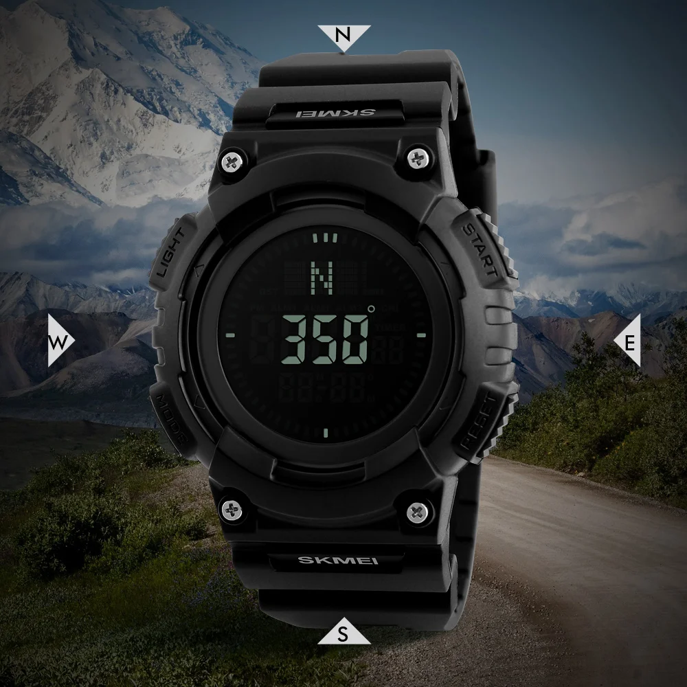 

SKMEI Men Compass Sports Watch Countdown LED Digital Military Watches Men Clock Multifunction Wristwatches Relogio Masculino
