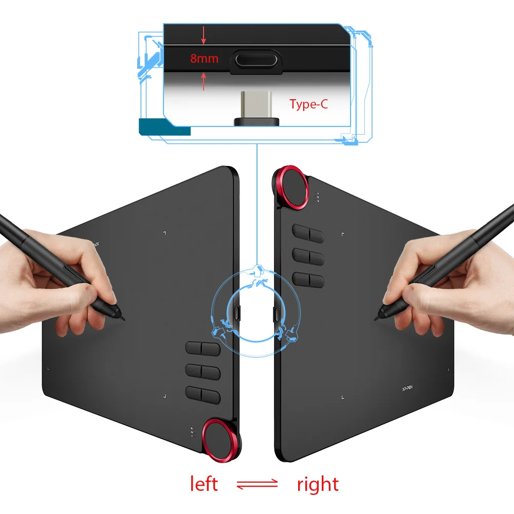 XP-Pen Deco 03 Графический Планшет для Рисования с P05 Безбатарейным Пассивным Стилусом и горячими клавишами(8192 уровней давления