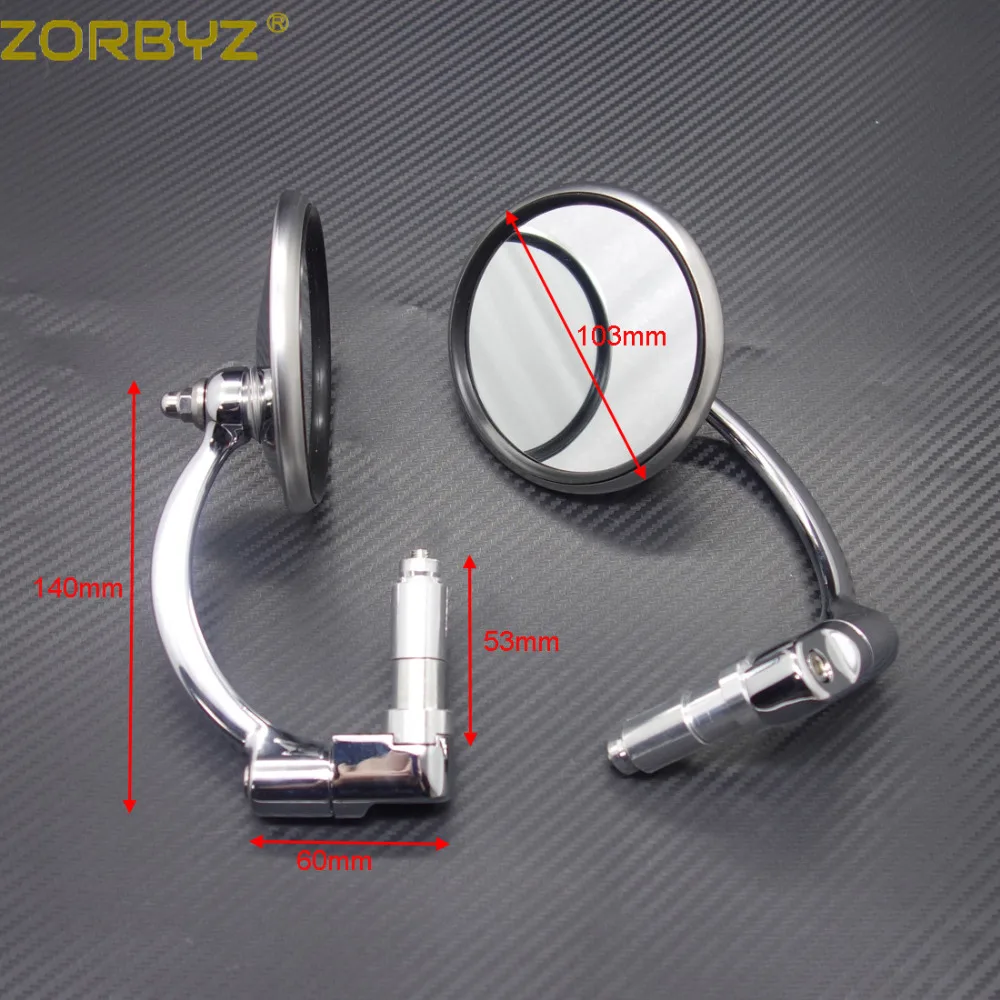 ZORBYZ мотоциклетное серебряное металлическое ретро зеркало 7/8 дюйма 22 мм с круглой