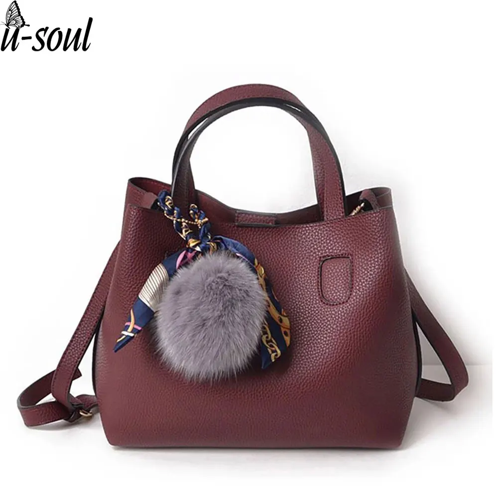 women bag fashion handbags pu leather hand 2 pcs female shoulder girls casual shopping A1478 | Багаж и сумки