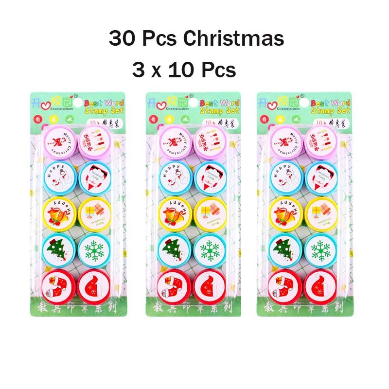3 x 10 Chiristmas 30 шт. мини-мультфильм игрушка штамп дети день рождения подарок детский душ девочка мальчик вечерние сувениры наполнители для пиньяты школьные награды - Цвет: 3 x 10 Chiristmas