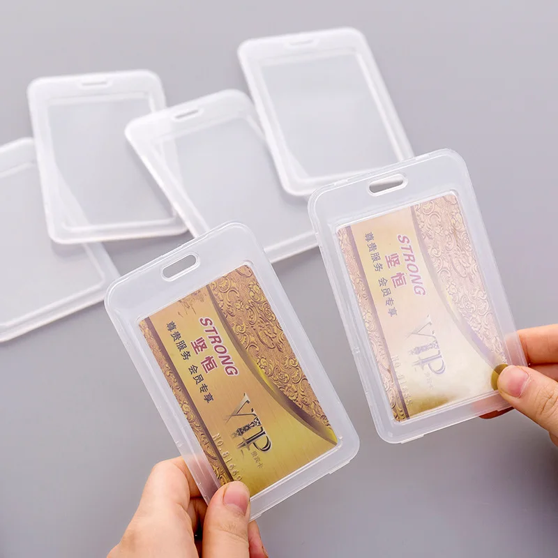 

1pc Simple Transparent Plastic Name Card Cover Bank Card Holder