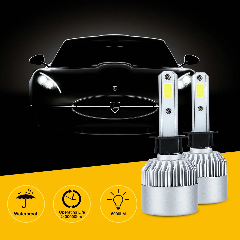 2 шт. Автомобильные светодиодные лампы 12 В 36 Вт 8000LM S2 LED H4 H7 H11 H13 H1 H3 880/881 9004 9005 9006 6000k