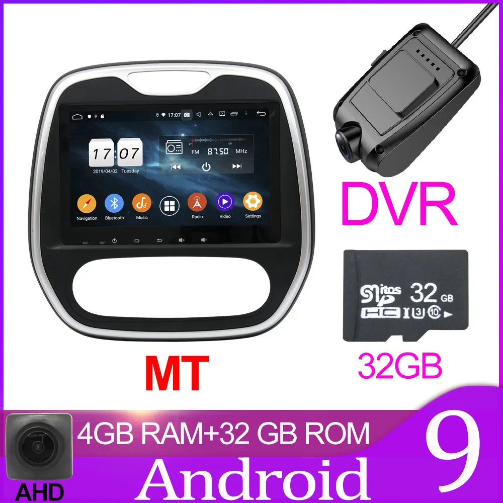 MT 32GB With DVR Owtosin автомобильный Радио мультимедийный видео плеер навигация gps Android 9,0 для Renault Captur 2013- автомобиль 4 Гб ram 32 Гб rom - Цвет: MT 32GB With DVR
