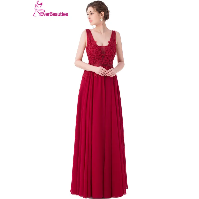 Женское вечернее платье с открытой спиной винно Красное длинное шифоновое в пол