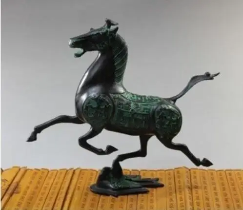 Exquisite Old bronze Chinese statue horse fly Swallow