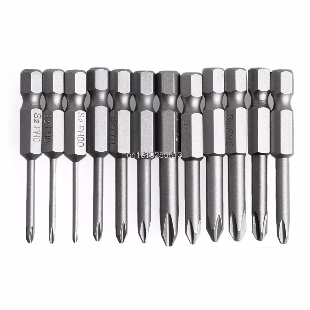 

New 12Pcs 50mm 1/4 Inch Hex Shank Magnetic Phillips Cross Screwdriver Bits