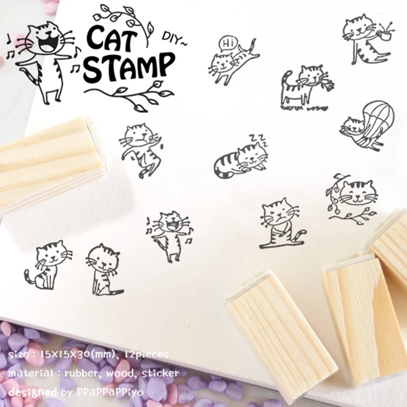 XINAHER 12 шт./кор. mini Cartoon Печать Кот DIY для скрапбукинга канцелярские принадлежности