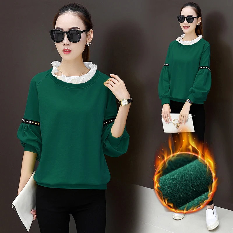 

new warm winter long sleeve pullover casual women clothing student outfit knitting top clothes loose plus size L-5XL