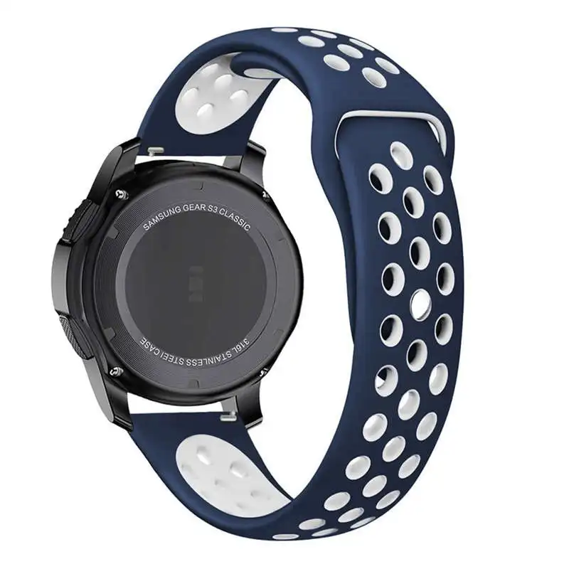 Midnight blue white 20 22 мм силиконовый ремешок для часов для samsung gear s3 sport s2 s4 Galaxy 42 46 мм активный ремешок для Amazfit Stratos 2/2S Ремешки для наручных часов - Цвет ремешка: Midnight blue white
