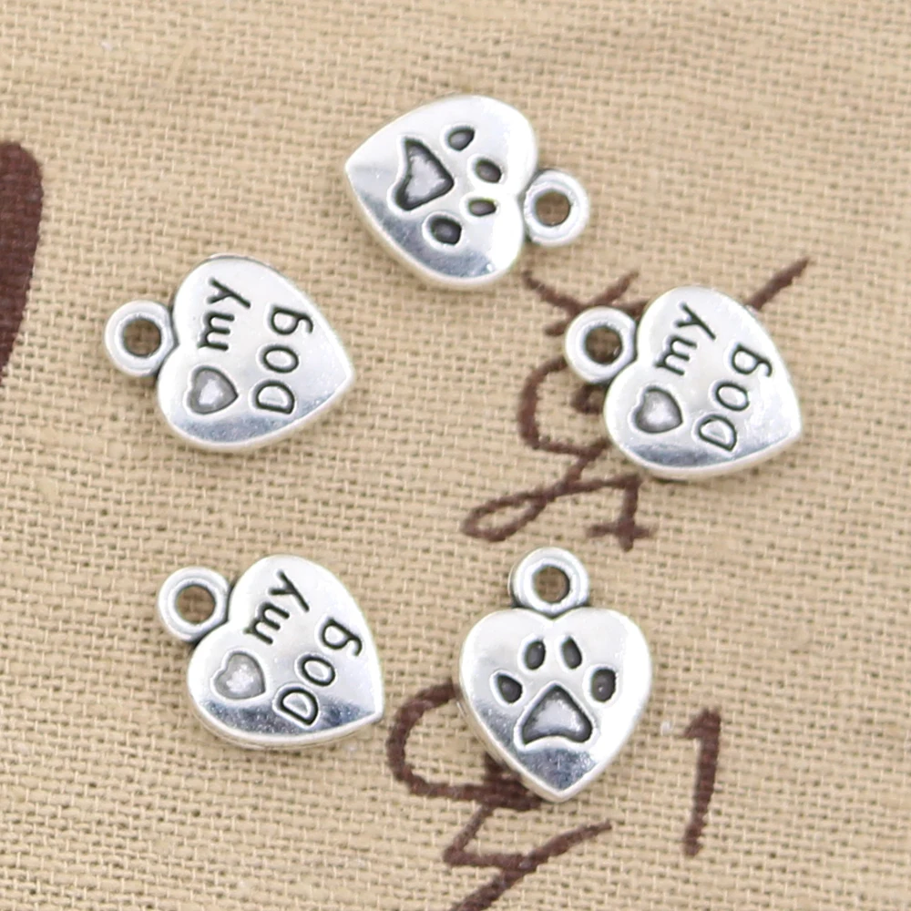 Подвеска Собачья лапа 13x10 мм 25 шт.|charm heart|craft pendantheart dog |