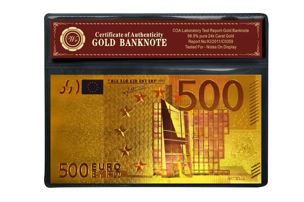 Европейский 500 цветной евро позолоченный памятный бумажный Держатель датчика