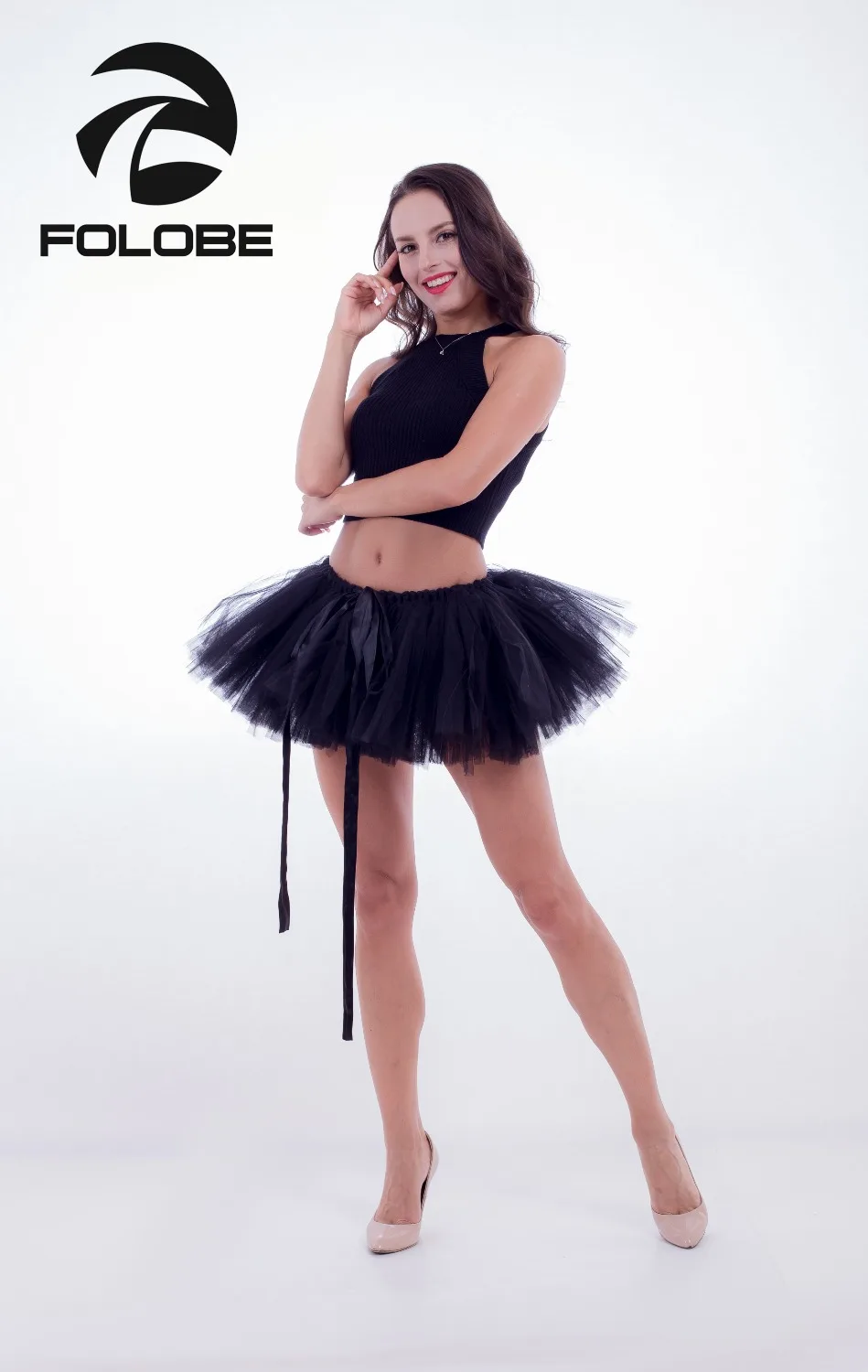 FOLOBE Черная Женская Тюлевая балетная юбка для взрослых танцовщица многослойная