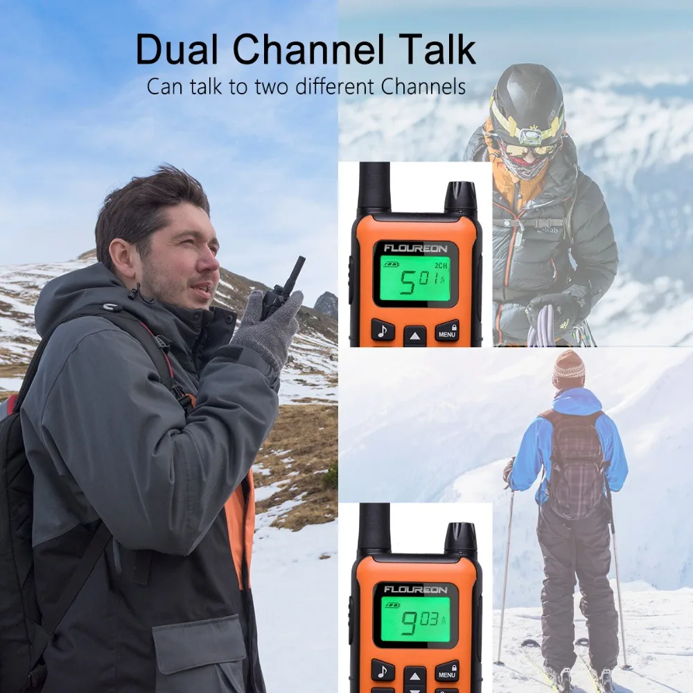 FLOUREON 16 каналов Twins Walkie Talkies PMR 446MHZ двухстороннее радио до 5000 метров/3,1 милей диапазон ручной переговорный оранжевый