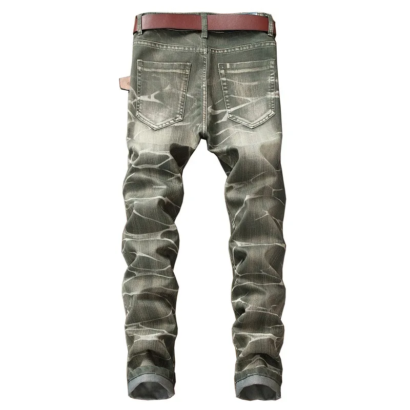 Mens Denim Pants Solid Slim Fit Colored Jeans Men Design Washed Retro Long Stretch Skinny Plus Size 42 Hombre Biker | Мужская одежда