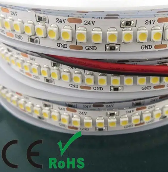 Гибкий Однорядный IP33 3528 SMD 24 В 5 м 240 светодиодов/м неводонепроницаемый ширина 10 мм