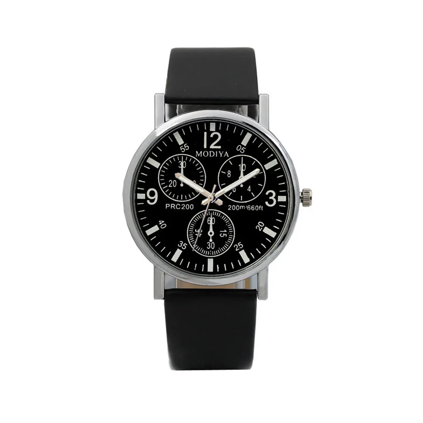 Relogio Masculino 2019 Men Quartz Watch Three Eye Watches Men's Blue Glass Belt Gift #E | Наручные часы