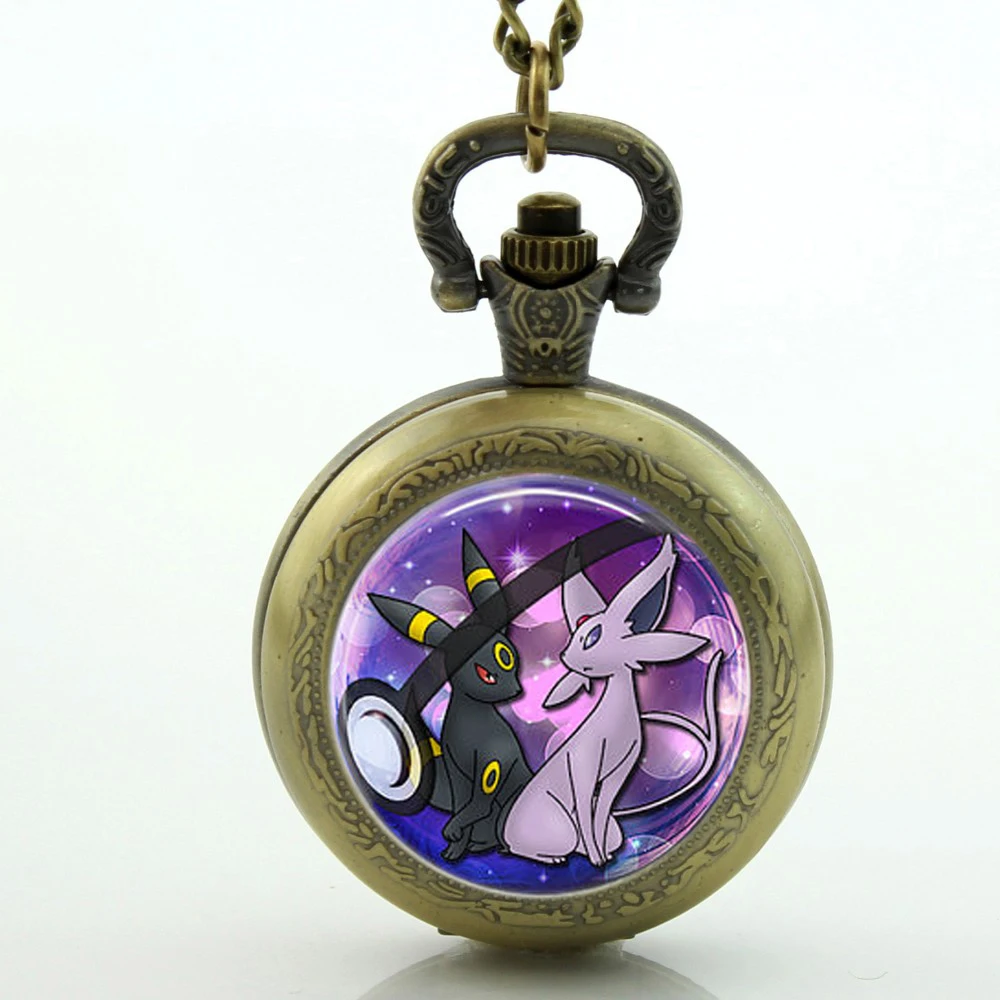 Новинка стимпанк Espeon и Umbreon Pokeball карманные часы ожерелье стеклянный кабошон