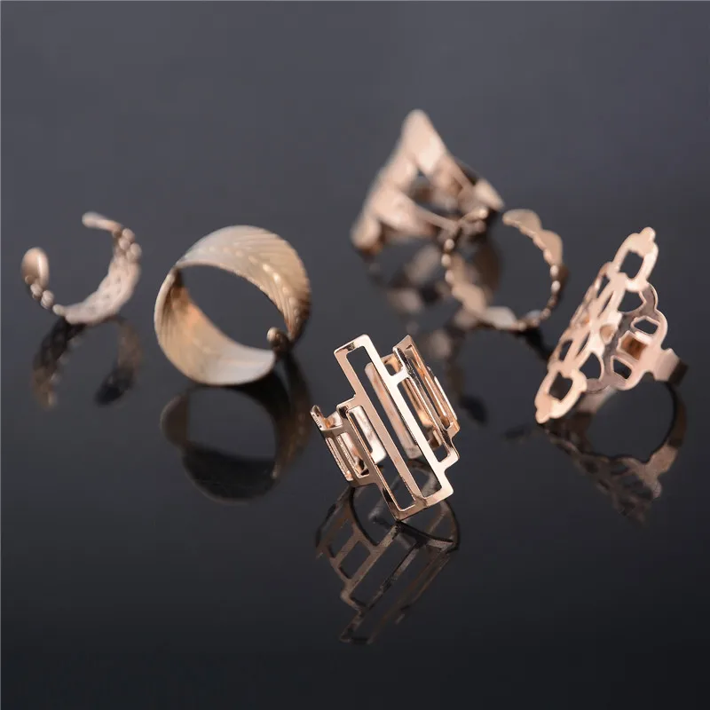 6 шт./компл. золото Цвет модное популярное Стиль Регулируемый Открытое кольцо