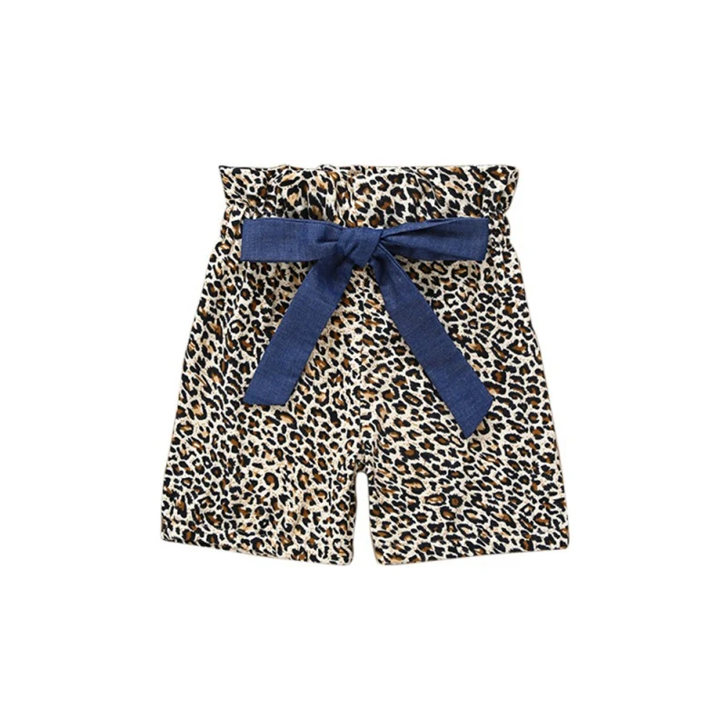 3Pcs Baby Set Newborn Girls Rompers Infant Flare Sleeve Cotton Leopard Print Shorts Headband Clothes Sets | Мать и ребенок