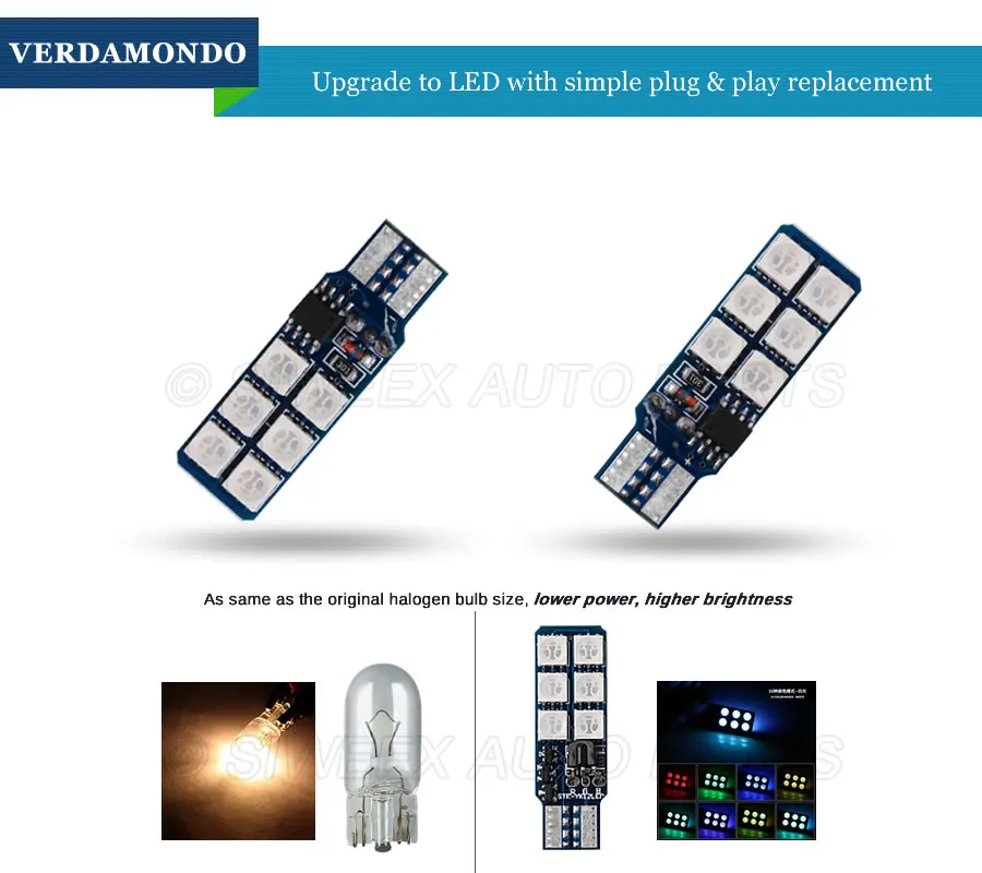 

2 Pieces Auto Lamps T10 5050 12SMD W5W RGB With Remote Control Strobe Led Bulbs White DC 12V Car Dome Reading Driving Lights