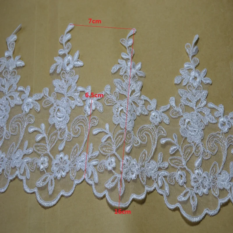 2 ярда/партия бело-Сетчатая цветочная ткань Венеция аппликация с кружевной