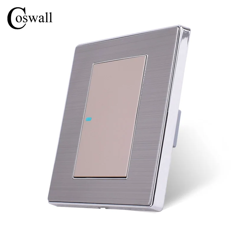 Coswall 1 комплект 1 способ роскошный светодиодный светильник Переключатель ВКЛ/ВЫКЛ настенный выключатель прерыватель Матовая серебристая панель 10A AC 110~ 250 В