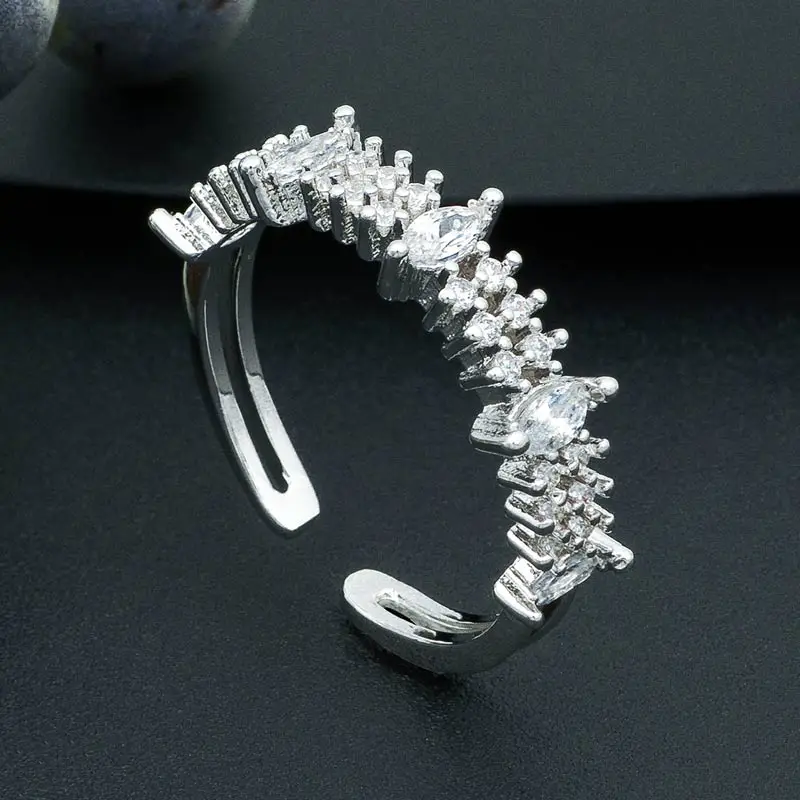 Супер Сверкающее серебро цвет полный фианит медь женские Свадебные обручальные