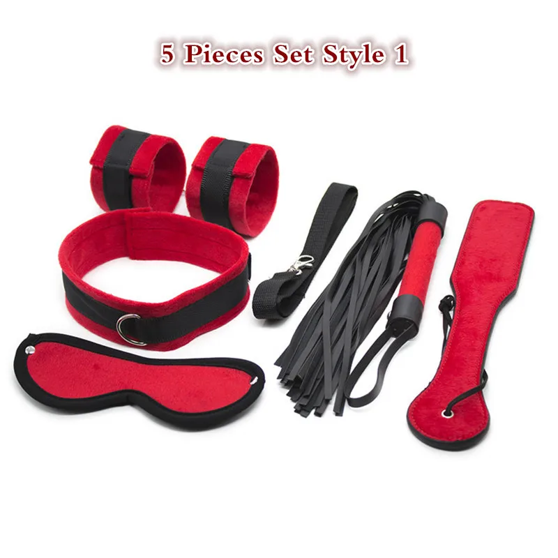 SM Sex Bondage Kit 9 Pcs Adult Games Set Handcuff Footcuff Whip Rope Blindfold for Couples Erotic Toys Products |