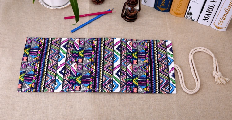 12/24/36/48/72/108 Roll School Pencil Case Canvas Pencil Case Makeup Brush Pen Pouch Wrap Roll Painting Stationery