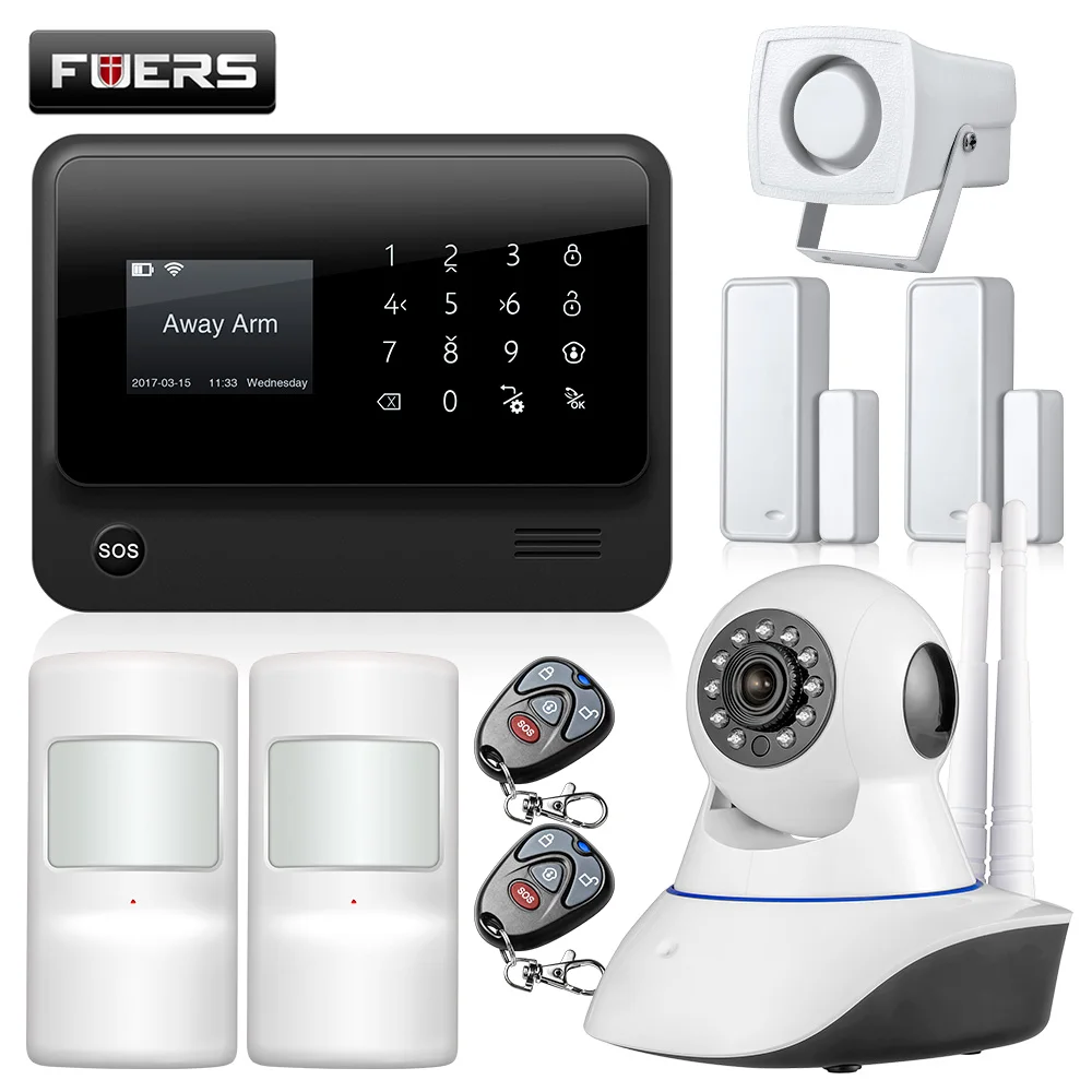 kit2 Fuers, новинка, G90B, 3g, 2,4G, WiFi, GSM, SMS, беспроводная домашняя система безопасности, IOS, Android, приложение, дистанционное управление, комплект сигнализации - Цвет: kit2