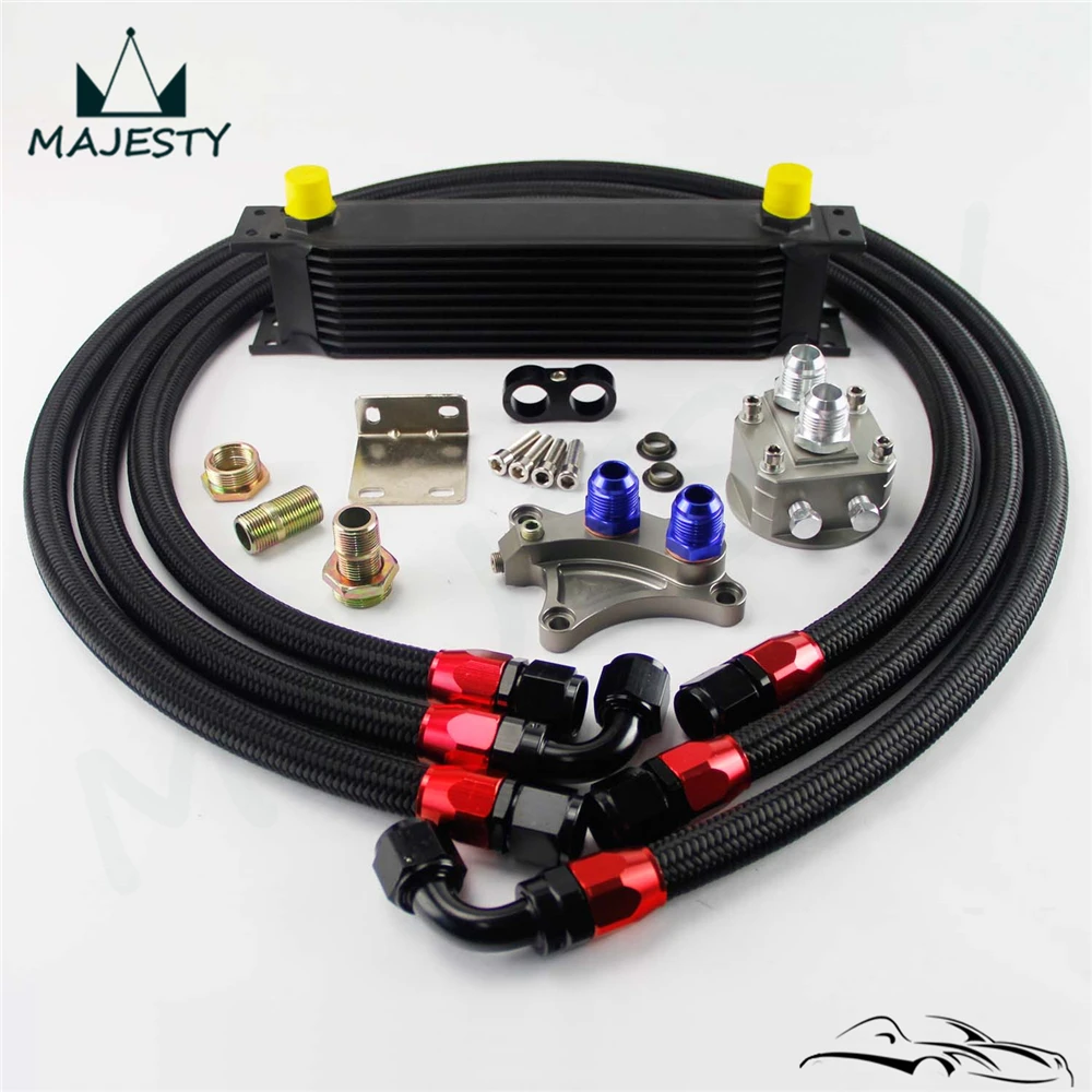 Набор масляных кулеров 10 рядов для N * ISSAN S ilvia S13 S14 180SX 200SX 240SX SR20DET TURBO Black|oil cooler kit|cooler
