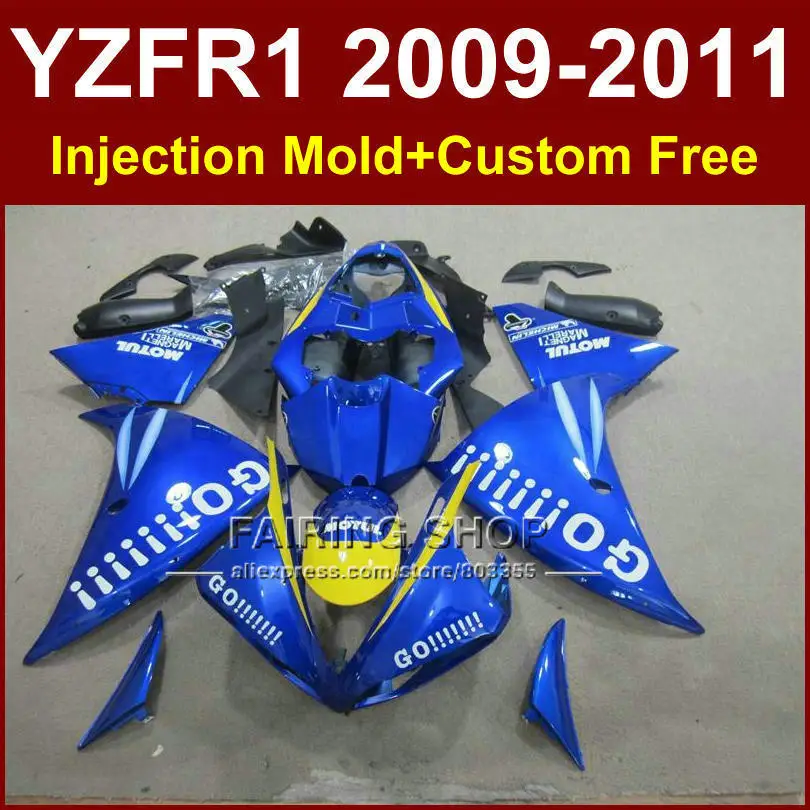 DIY небесно голубые части корпуса для YAMAHA Обтекатели YZFR1 2009 2010 2011 литьевая пресс