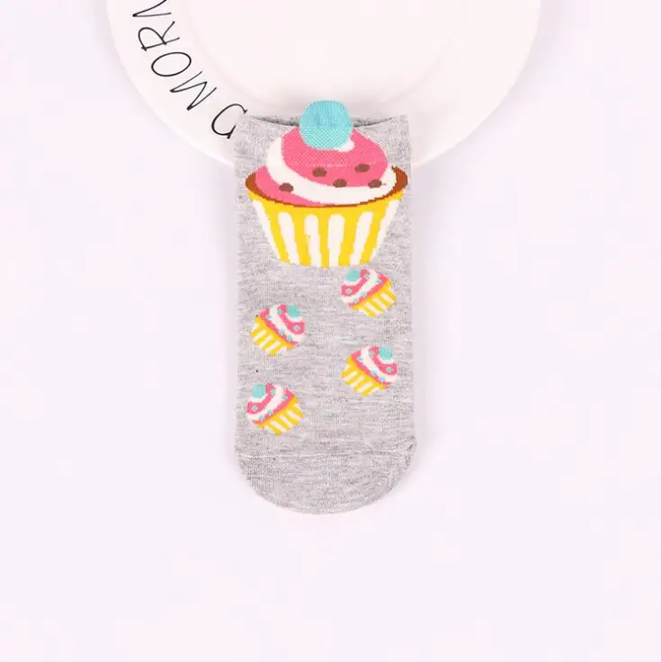 Женские хлопковые носки короткие до щиколотки с рисунком кекса милые