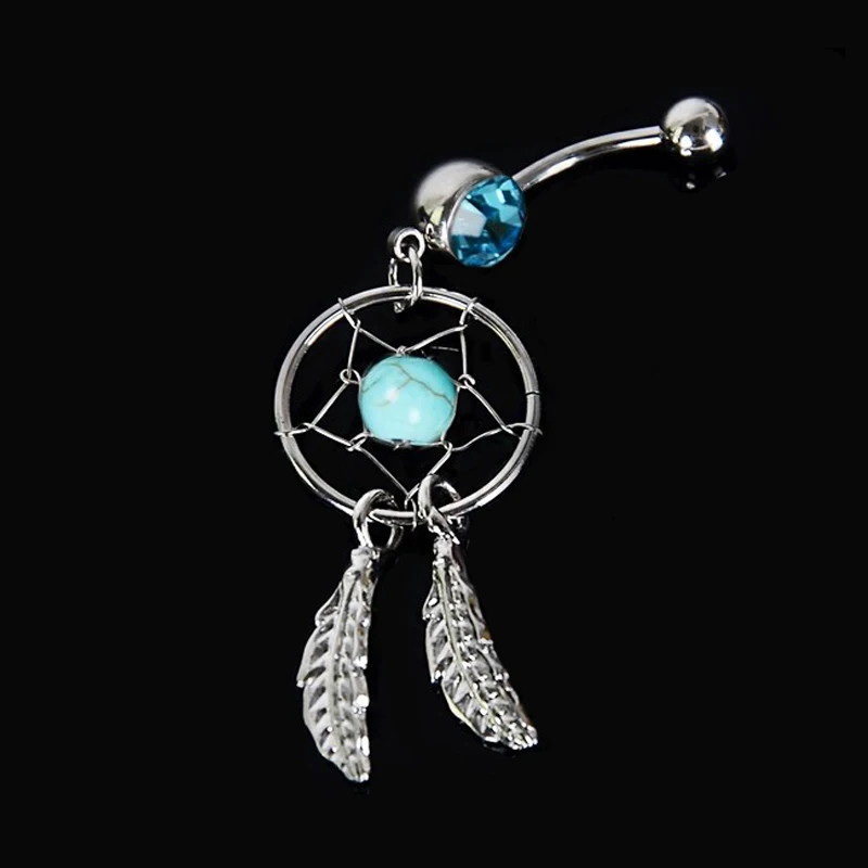 Body Jewelry Crystal Gem Dream Catcher Navel Dangle Belly Barbell Button Bar Ring piercing Art | Украшения и аксессуары
