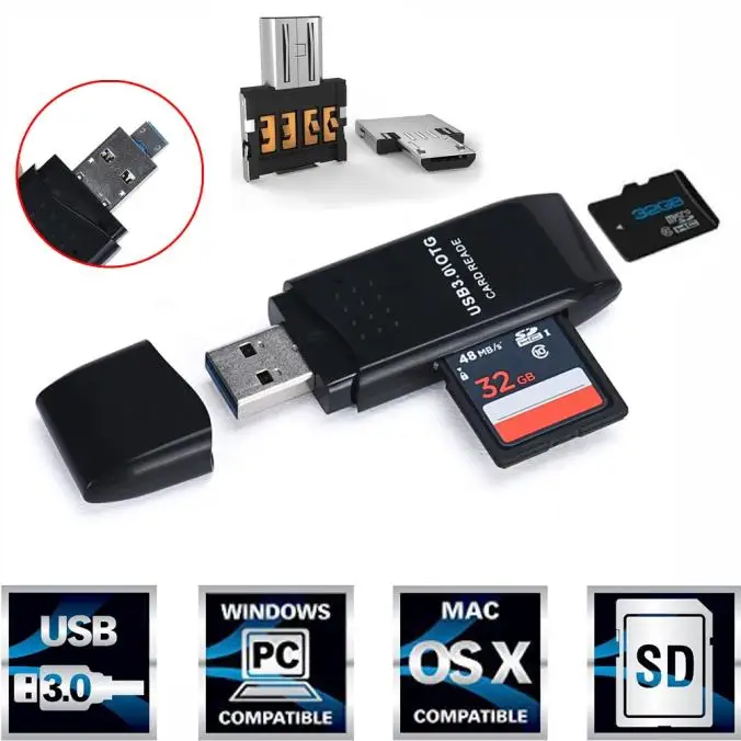 Мини 5 Гбит/с супер Скорость USB 3.0+ OTG Micro SD/SDXC TF Card Reader адаптер U диск мульти устройство чтения карт памяти адаптера kartenleser SP26