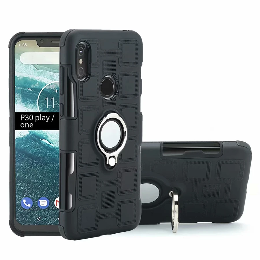 Чехол для Motorola Moto One/P30 Play противоударный чехол для телефона для Moto One/P30 Play Armor анти-падение задняя крышка чехол-подставка с кольцом