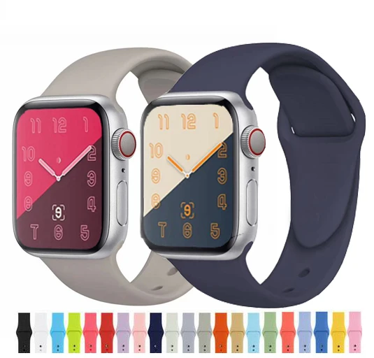 Ремешок для спортивных часов Apple Watch band 42 мм 44 iwatch 4 3 2 1 38 40 силиконовый браслет