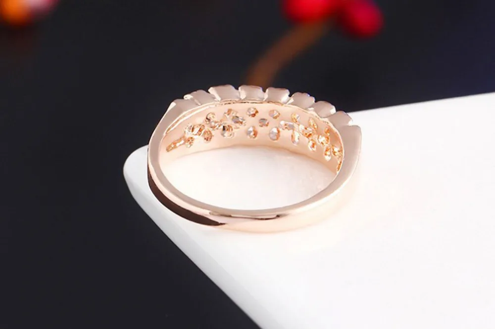 Романтический Свадебный Подарок Сияющий Ясно Любовь Кристалл Круглые Кольца