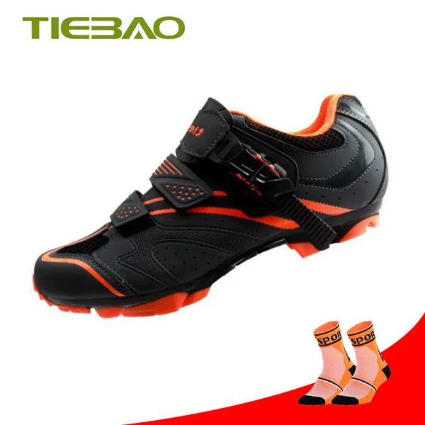 TIEBAO Sapatilha Ciclismo Mtb мужские и женские SPD Бутсы для езды на велосипеде обувь для горного велосипеда самоблокирующаяся спортивная обувь для верховой езды - Цвет: Package 2 for Orange