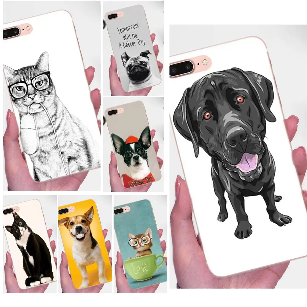 ТПУ милые животные собака кошка короткошерстный бульдог для Huawei P8 P9 P10 P20 P30 Mate 7 8 9