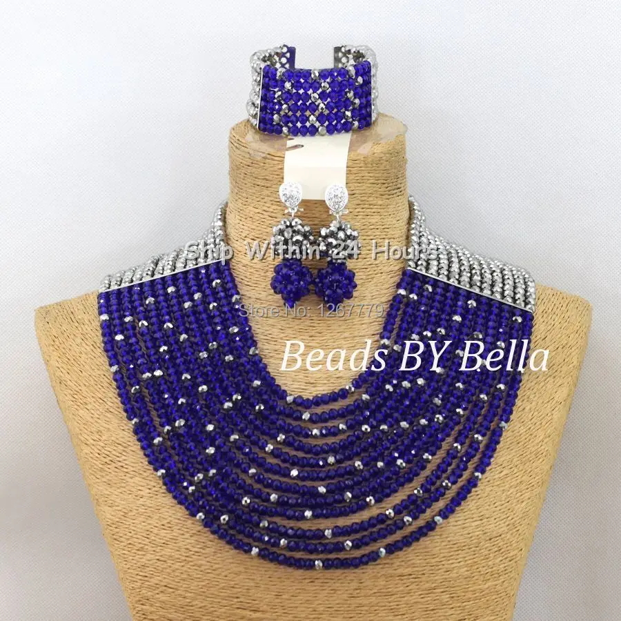 Роскошный Королевский синий и серебряный комплект ювелирных изделий с