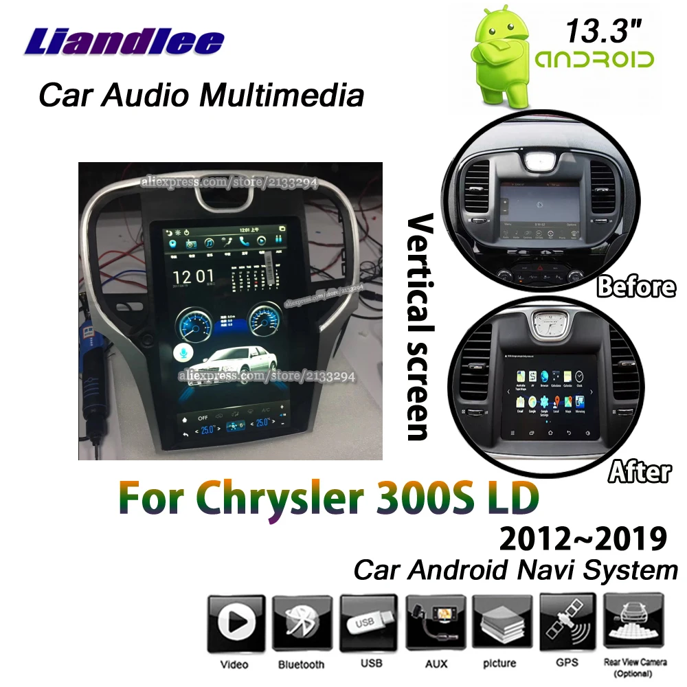 Liandlee 13,3 дюймов 2+ 32G для Chrysler 300S LD 2012~ Android автомобильный вертикальный экран Зеркало Ссылка BT gps Navi навигация Мультимедиа