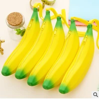 24 pcslot novelty yellow banana silicone pencil case stationery storage bag dual coin purse wallet promotional gift stationery