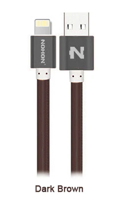 NOHON 8-контактный usb-кабель для быстрой зарядки для Apple iPhone 8, 7, 6 Plus, 5, 5S, 5C, iPad, iPod, iOS 9, 10, usb-кабель для зарядки и синхронизации данных - Цвет: Dark Brown